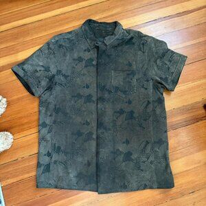 AllSaints Leather Suede Printed Short Sleeve Tee